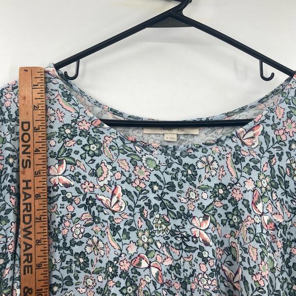 Loft Floral Butterfly Fairy Print Soft Stretchy Tee Smock Sleeves Womens Medium - Picture 7 of 8